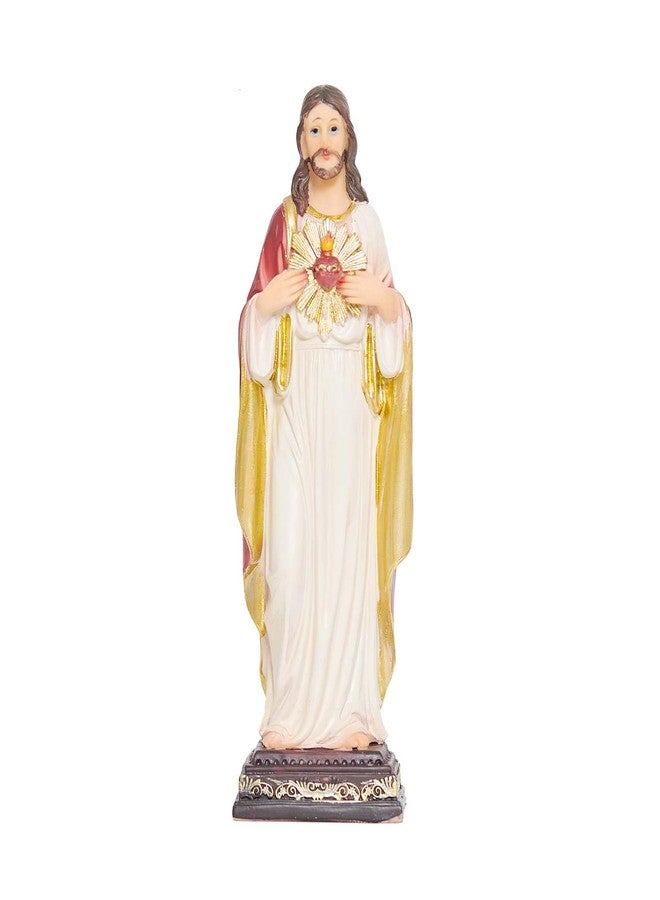 Zayton Jesus Statue Sacred Heart Jesus Christ Figure Catholic Figurine Religious Indoor Home Decor Hand Painted 11 inch - Image 1